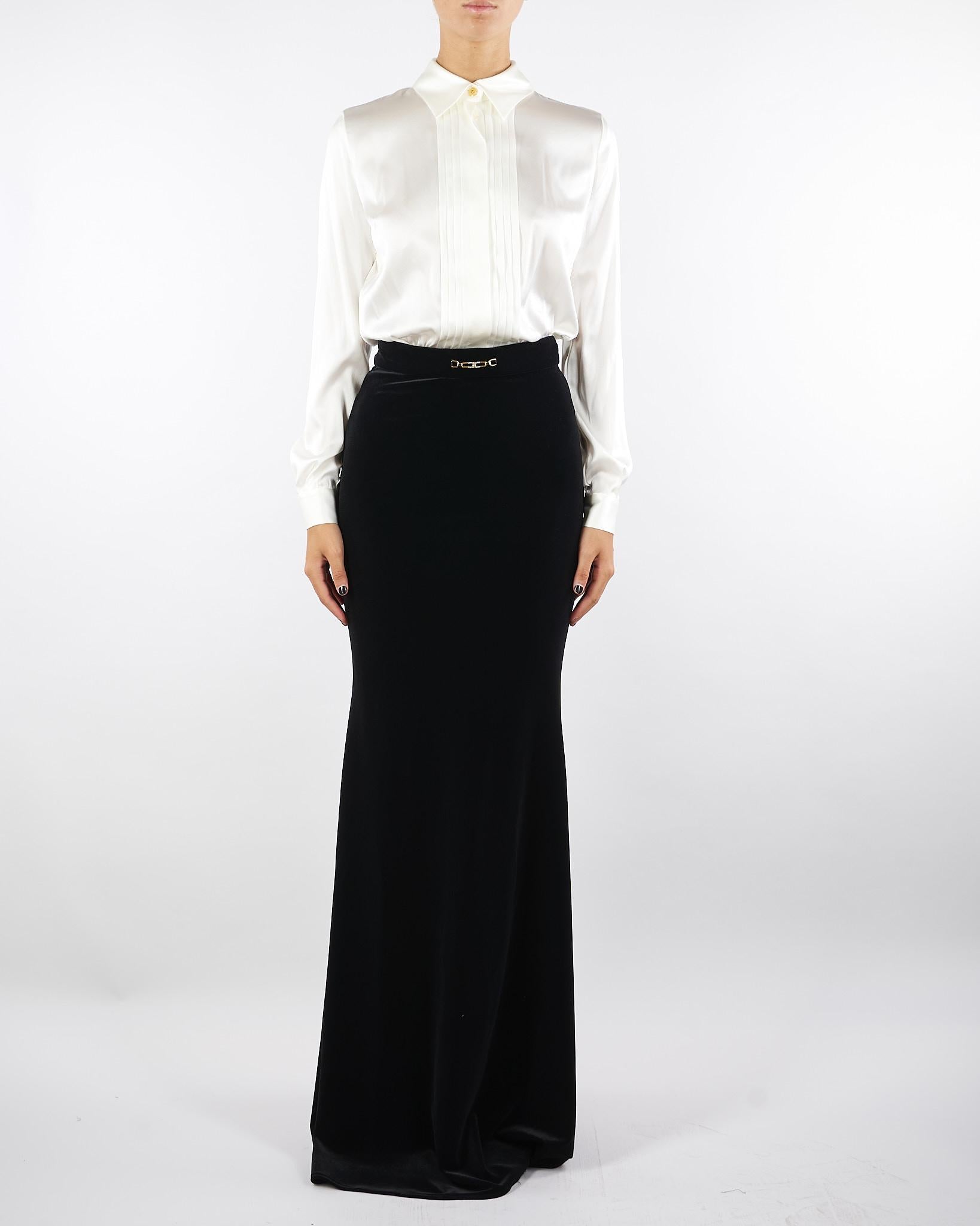 Abito Avorio-Nero Red Carpet in raso e velluto ABR4657E2 309 ELISABETTA FRANCHI 