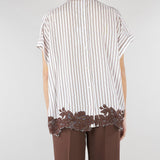 Camicia Bianco-Marrone a righe con ricami floreali D48EK036ES2 MFB25 ERMANNO BY ERMANNO SCERVINO 