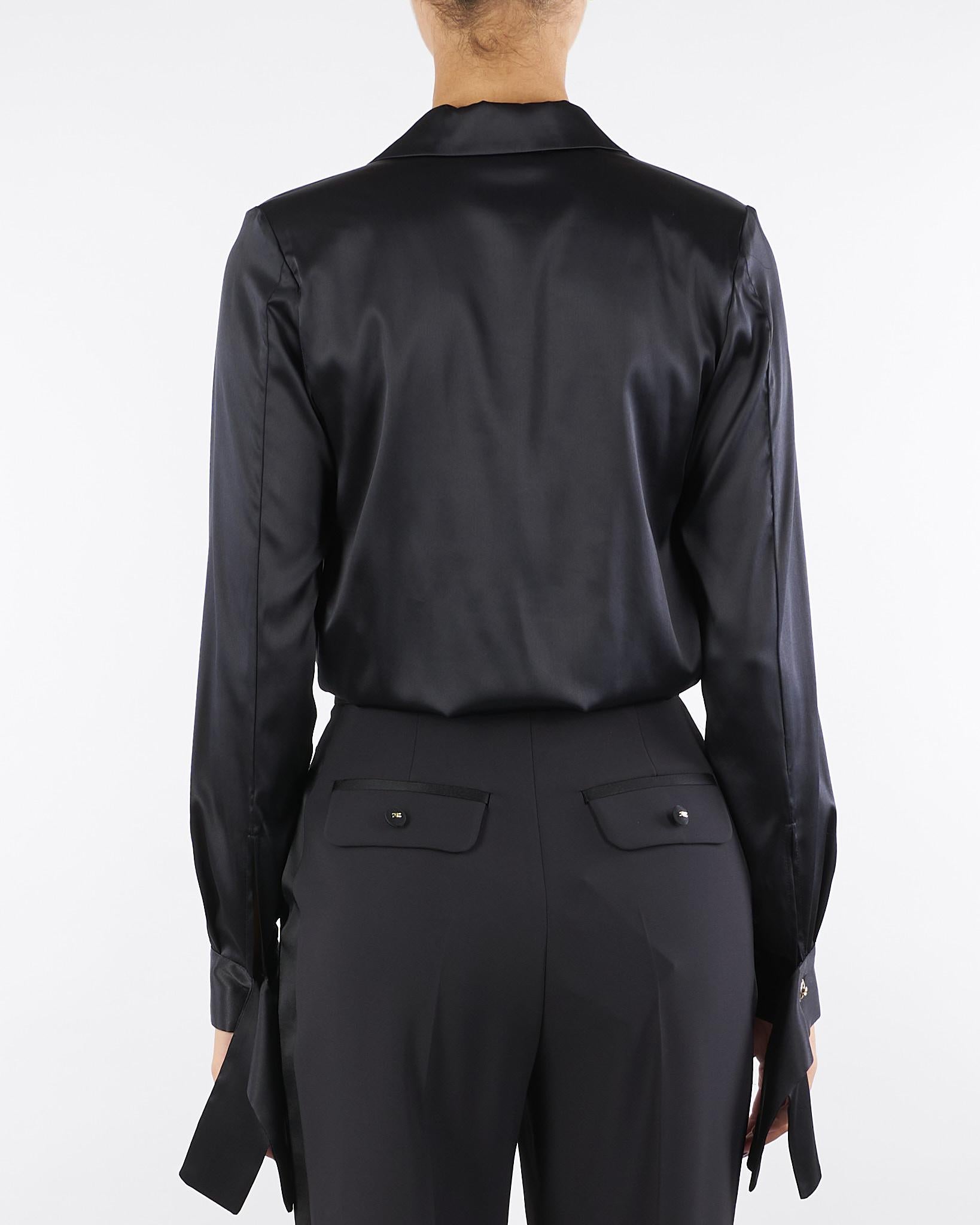 Body Nero in raso di seta CB00757E2 110 ELISABETTA FRANCHI 