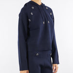 Maglia Blu con cappuccio e bottoni gioiello RF5256MA41R 93812 BLUGIRL 