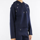 Maglia Blu con cappuccio e bottoni gioiello RF5256MA41R 93812 BLUGIRL 