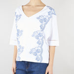 T-shirt Bianco con pizzo ricamato D48EL032EE4 MFA39 ERMANNO BY ERMANNO SCERVINO 
