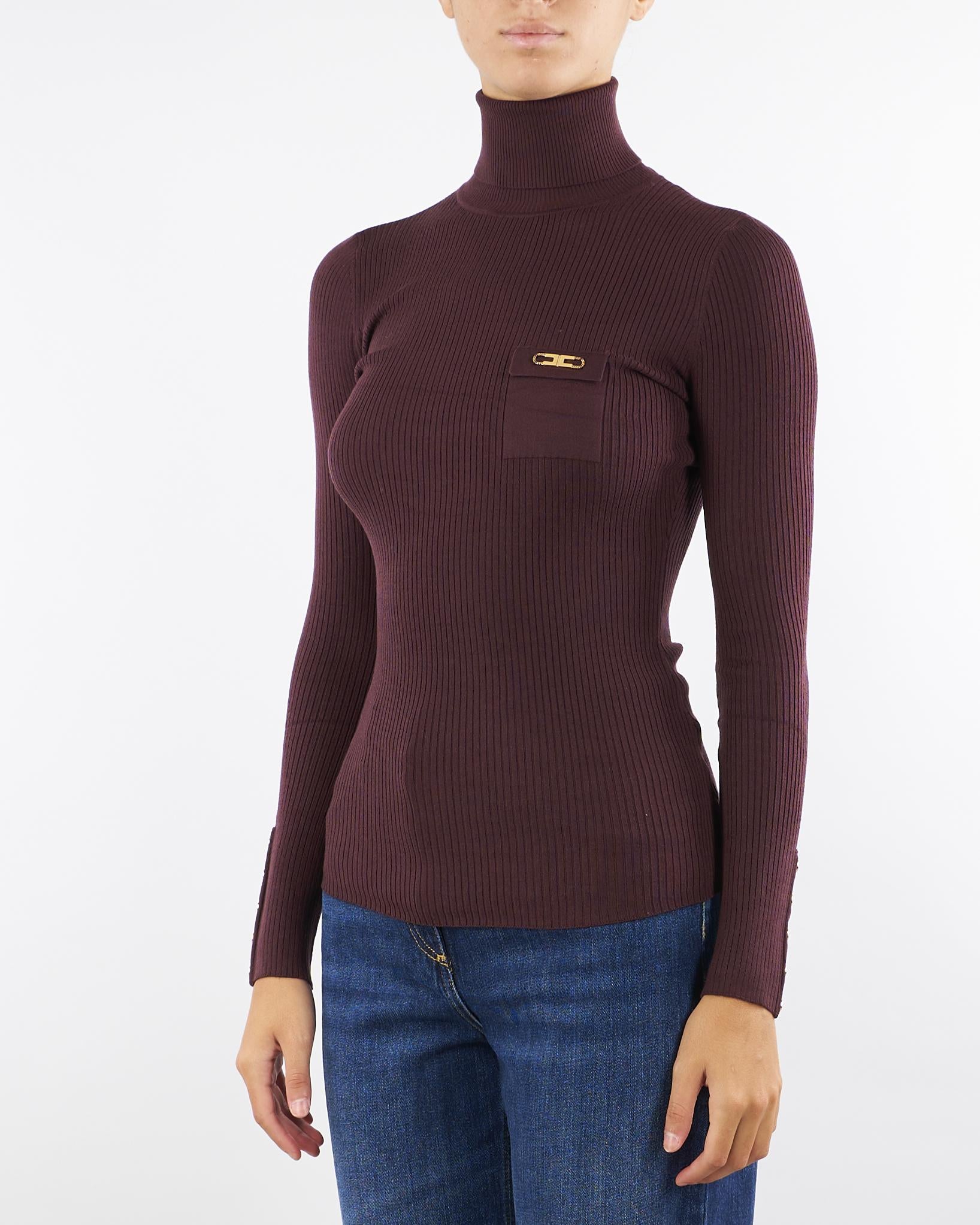 Maglia Merlot a costine con taschino MK11B56E2 EA4 ELISABETTA FRANCHI 