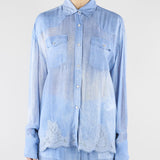 Camicia in georgette con stampa Denim e pizzo ricamato D48EK021EB5 MF156 ERMANNO BY ERMANNO SCERVINO 