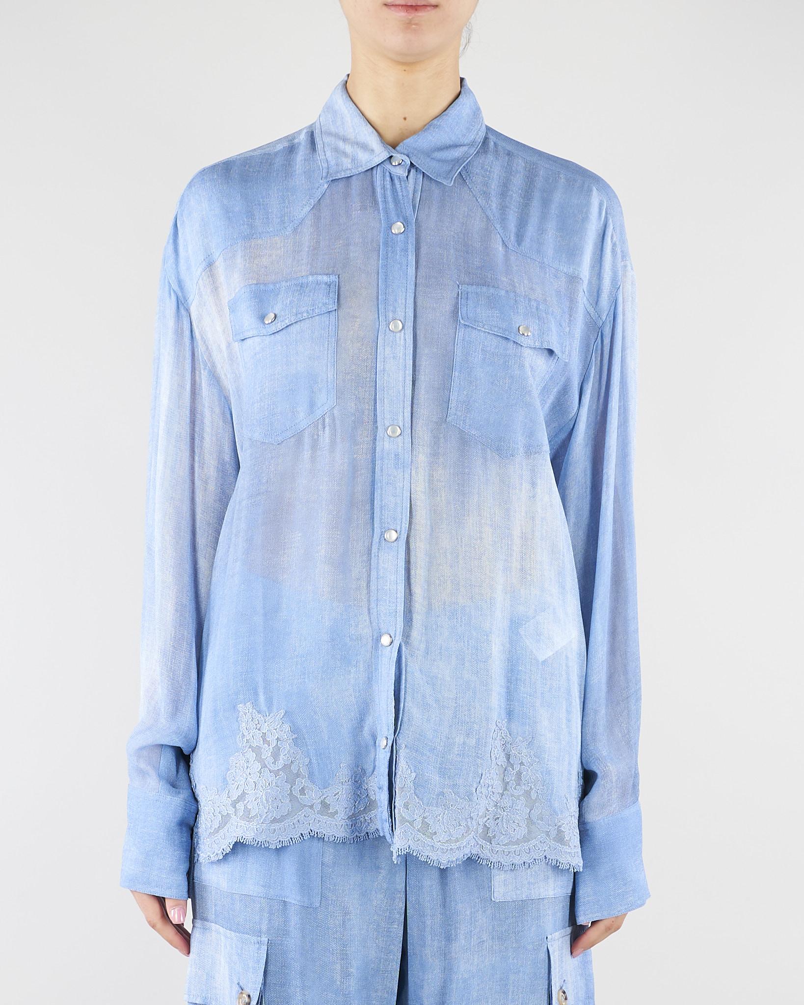 Camicia in georgette con stampa Denim e pizzo ricamato D48EK021EB5 MF156 ERMANNO BY ERMANNO SCERVINO 