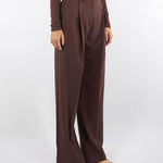 Pantaloni Coffee in crêpe leggero con pinces PA12556E2 EA3 ELISABETTA FRANCHI 