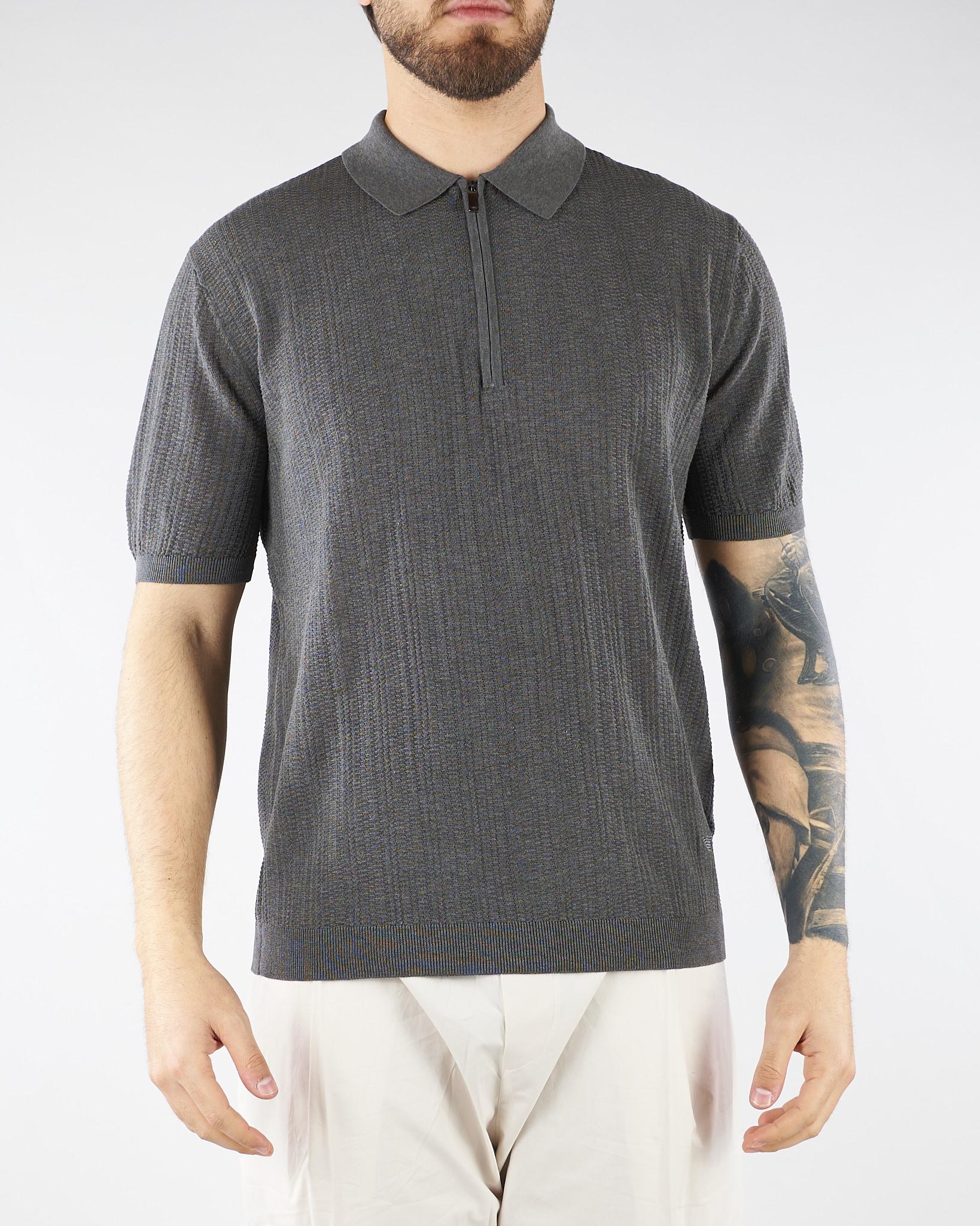 Maglia Grigio a polo con zip EM004305AF23761 O8003 EMPORIO ARMANI 