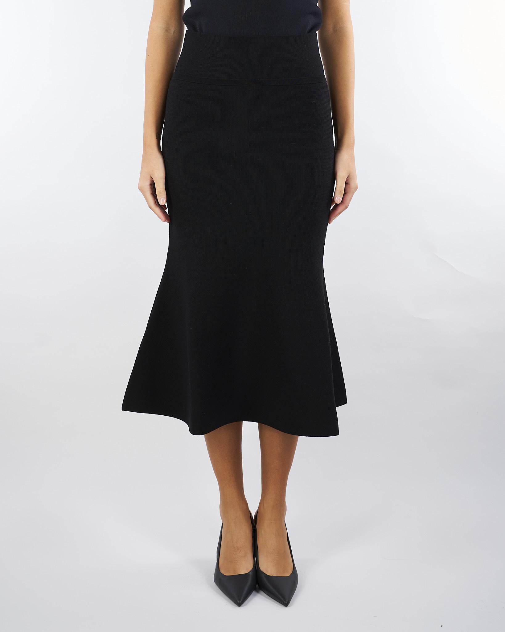 Gonna Nero longuette in maglia con godet TP3412 6 TWIN SET 