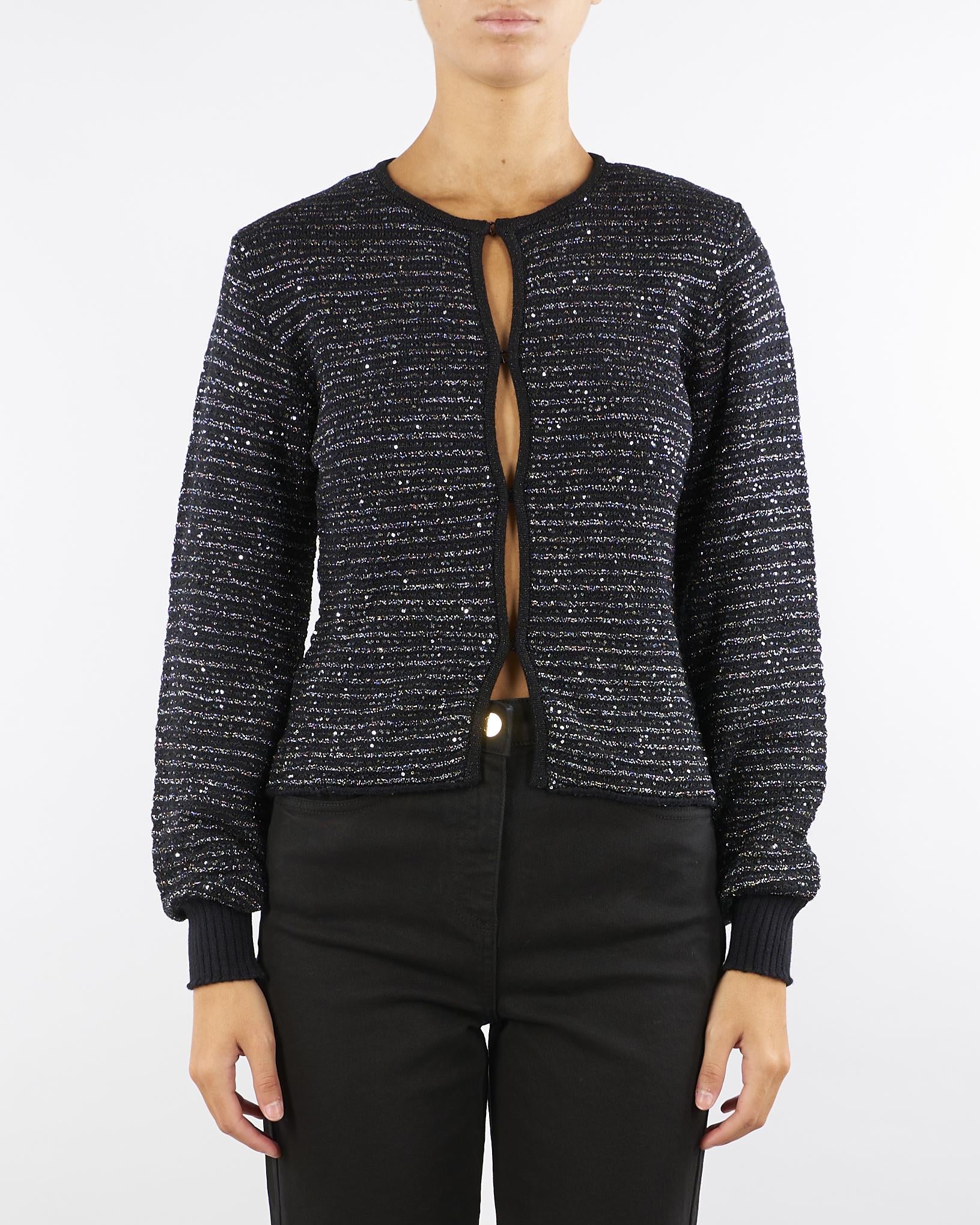 Cardigan Nero in lurex CRO5001C0330050 V00 SIMONA CORSELLINI 
