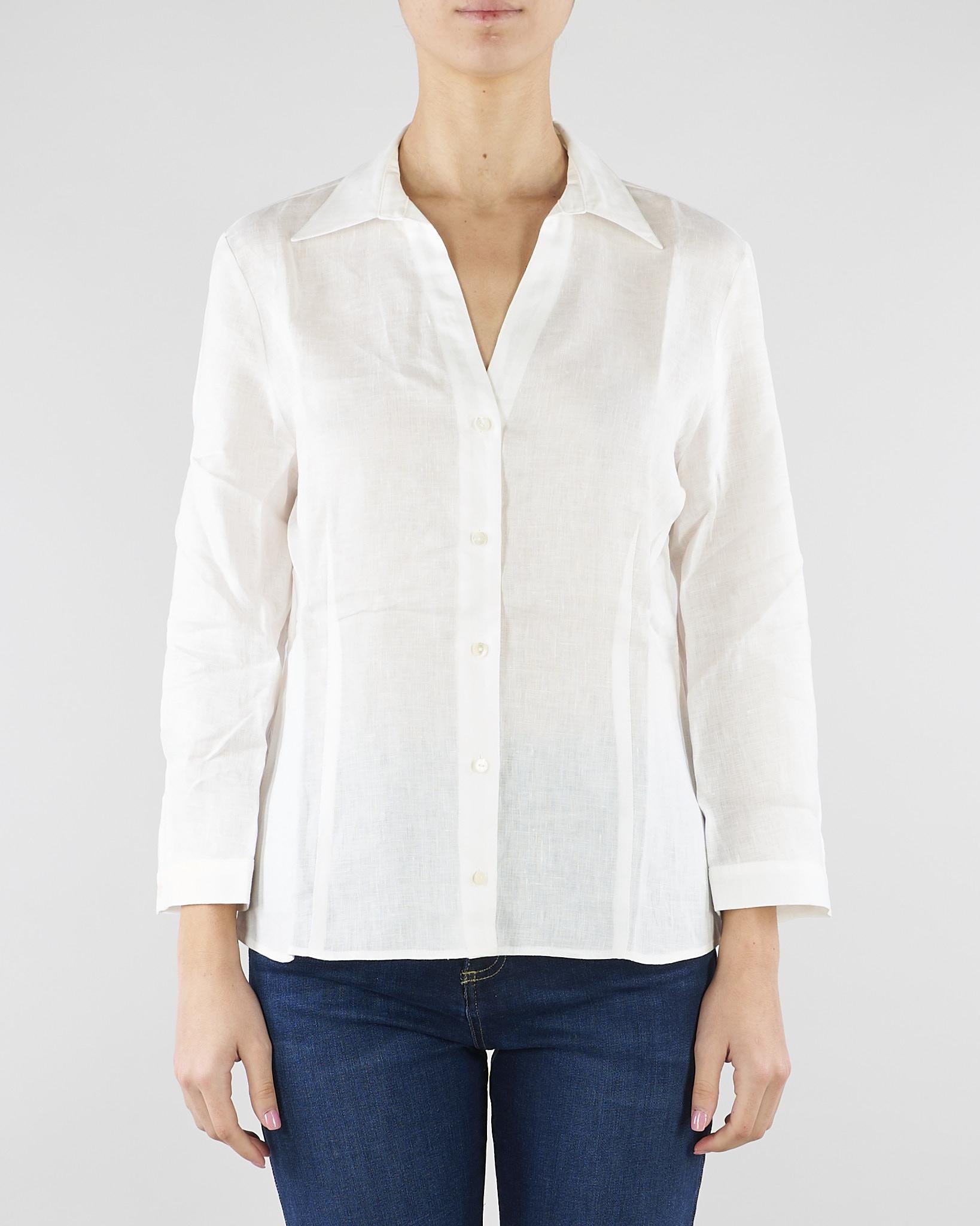 Camicia slim Bianco in puro lino PBBALCALI 1 PENNY BLACK 