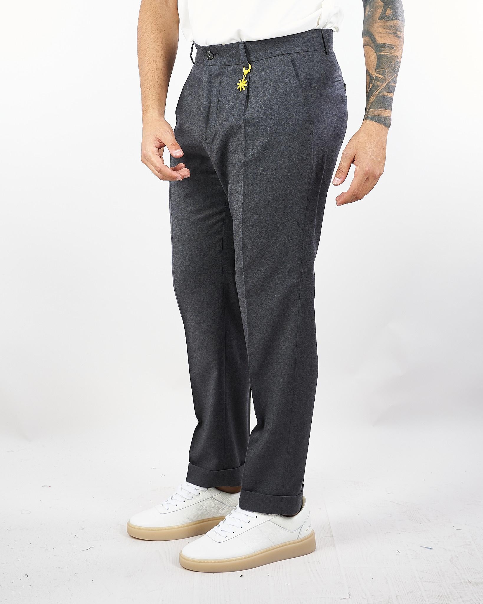 Pantalone Grigio in flanella di lana con pences 3932P1658250501 98 MANUEL RITZ 