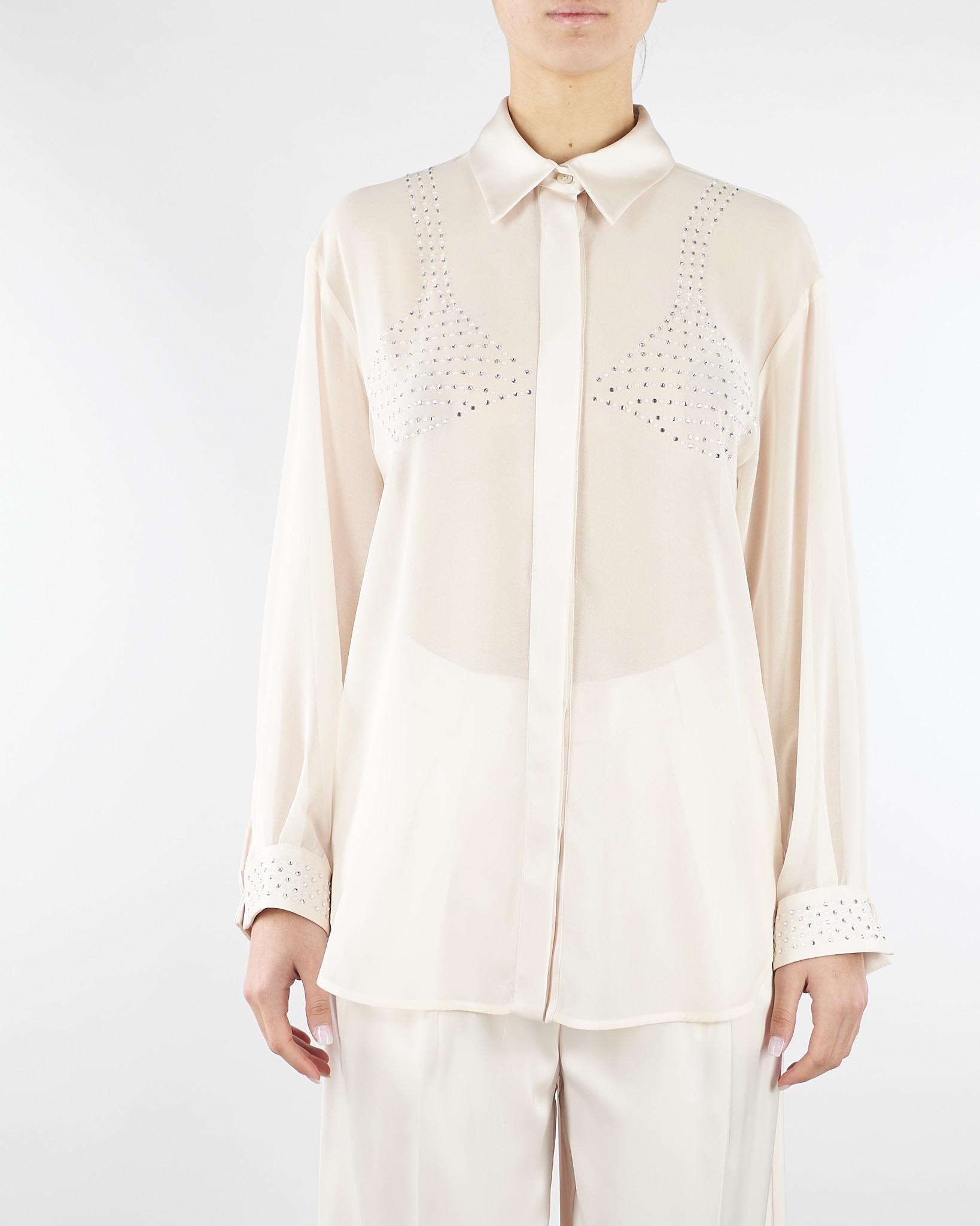 Camicia Burro in georgette con strass CA10201TGEO0001 V0359 SIMONA CORSELLINI 