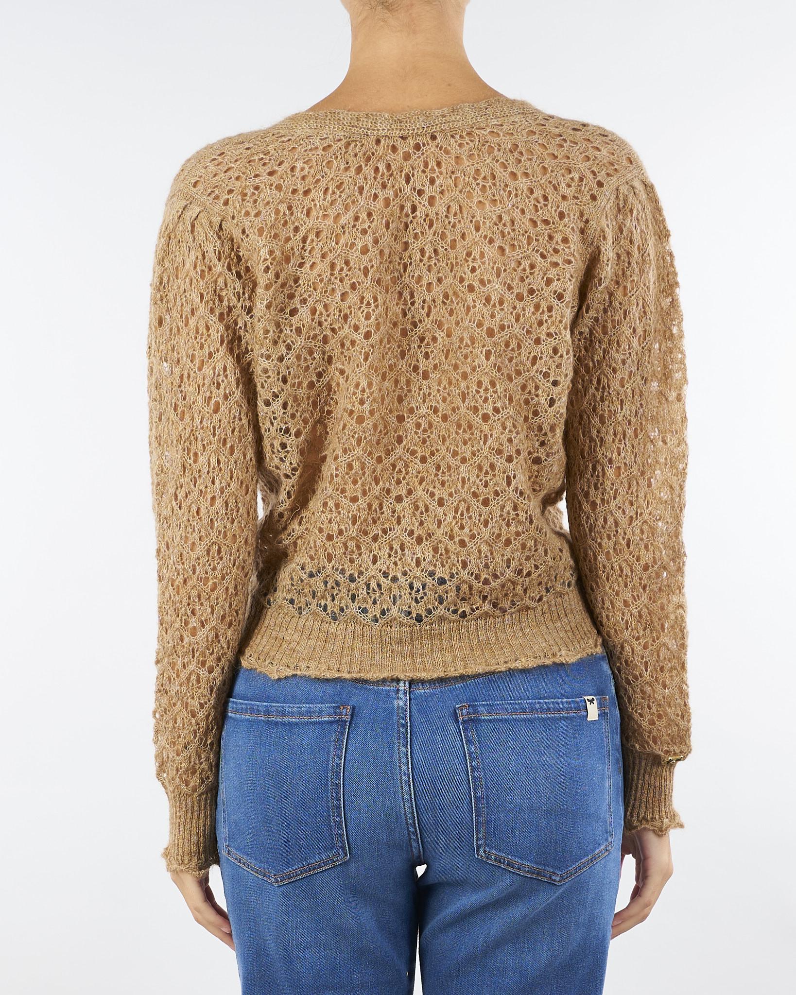 Maglia Caramello in mohair con scollo a V e incrocio TT3200 498 TWIN SET 