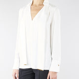 Camicia Avorio in georgette di viscosa con fusciacca CA14661E2 360 ELISABETTA FRANCHI 