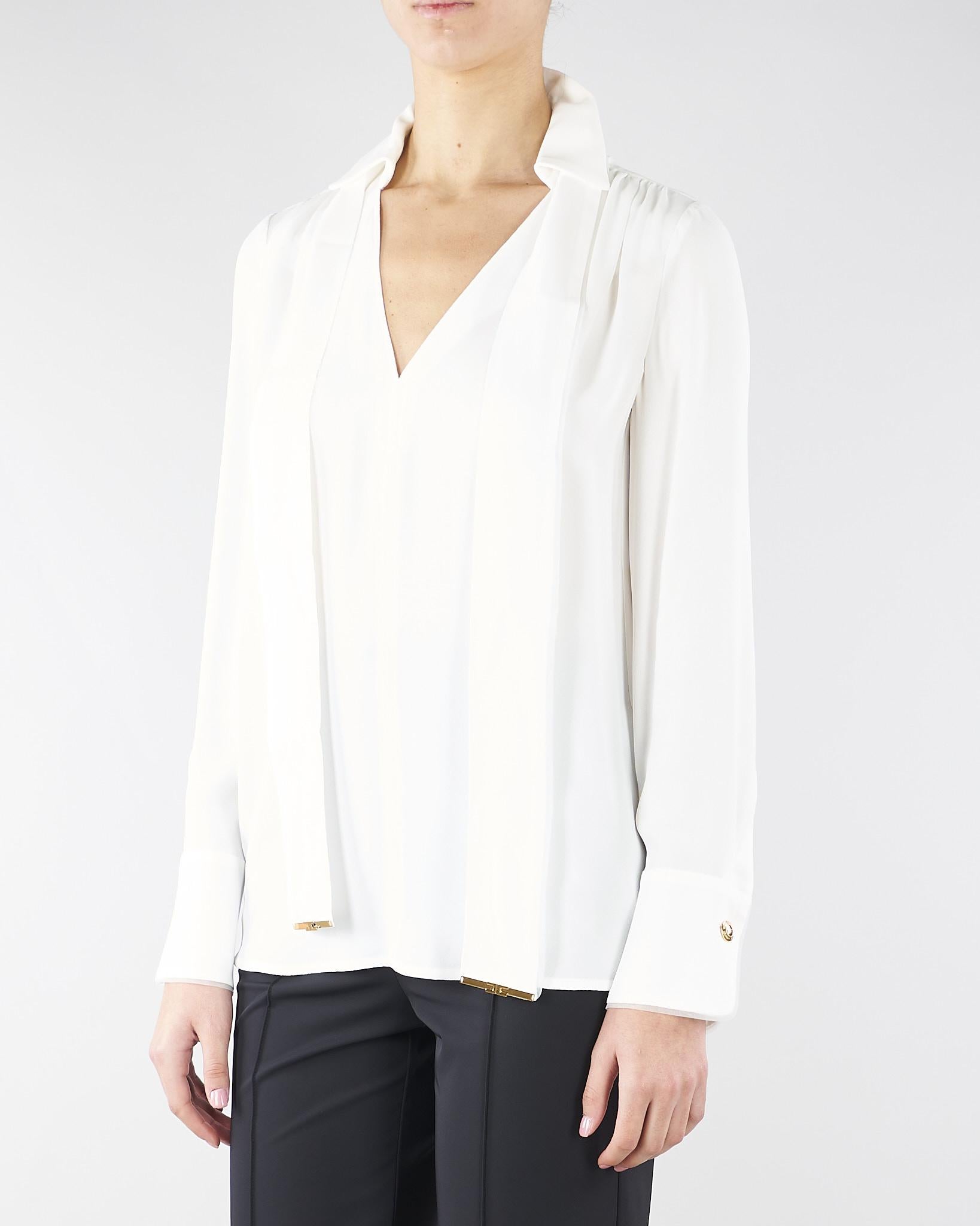 Camicia Avorio in georgette di viscosa con fusciacca CA14661E2 360 ELISABETTA FRANCHI 