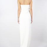 Abito Red Carpet Avorio in doppio crêpe leggero con dettaglio gioiello