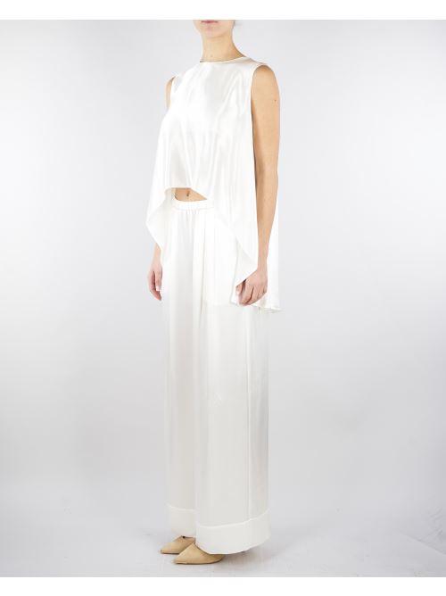 Pantalone Bianco in satin con elastico in vita SS260046 1 ELEH 