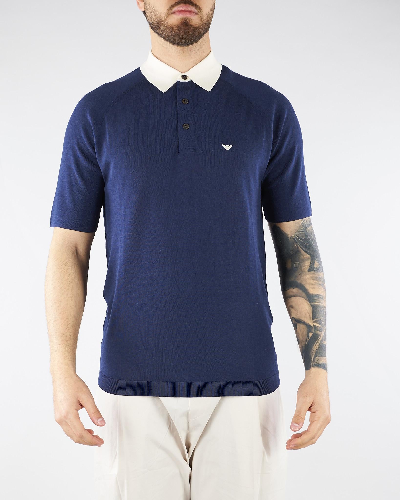 Maglia con collo a polo a contrasto EM004622AF25247 UB130 EMPORIO ARMANI 