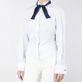 Camicia in popeline rigato con cravattino