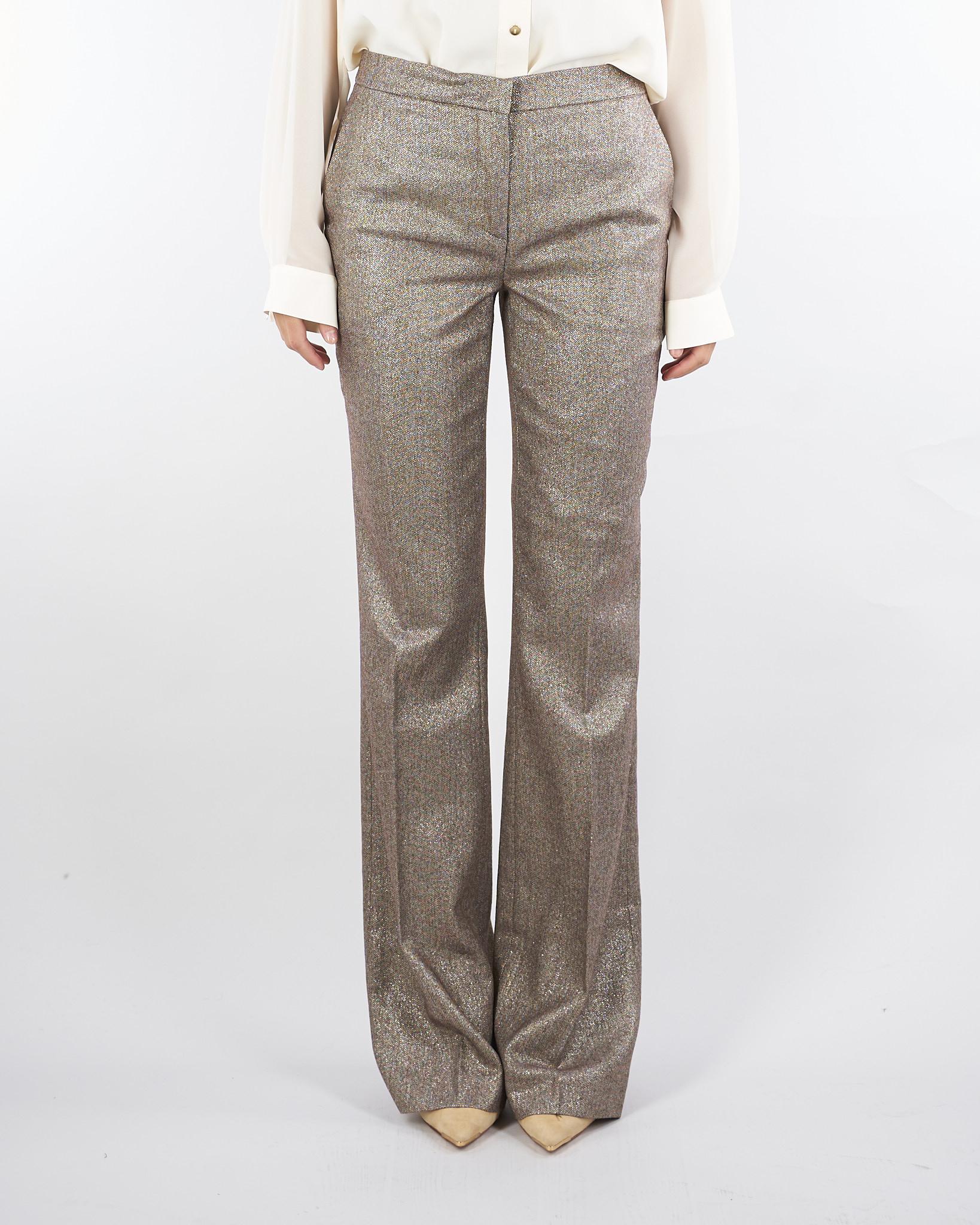 Pantaloni flare Marrone in misto lana con lurex TT2161 12864 TWIN SET 