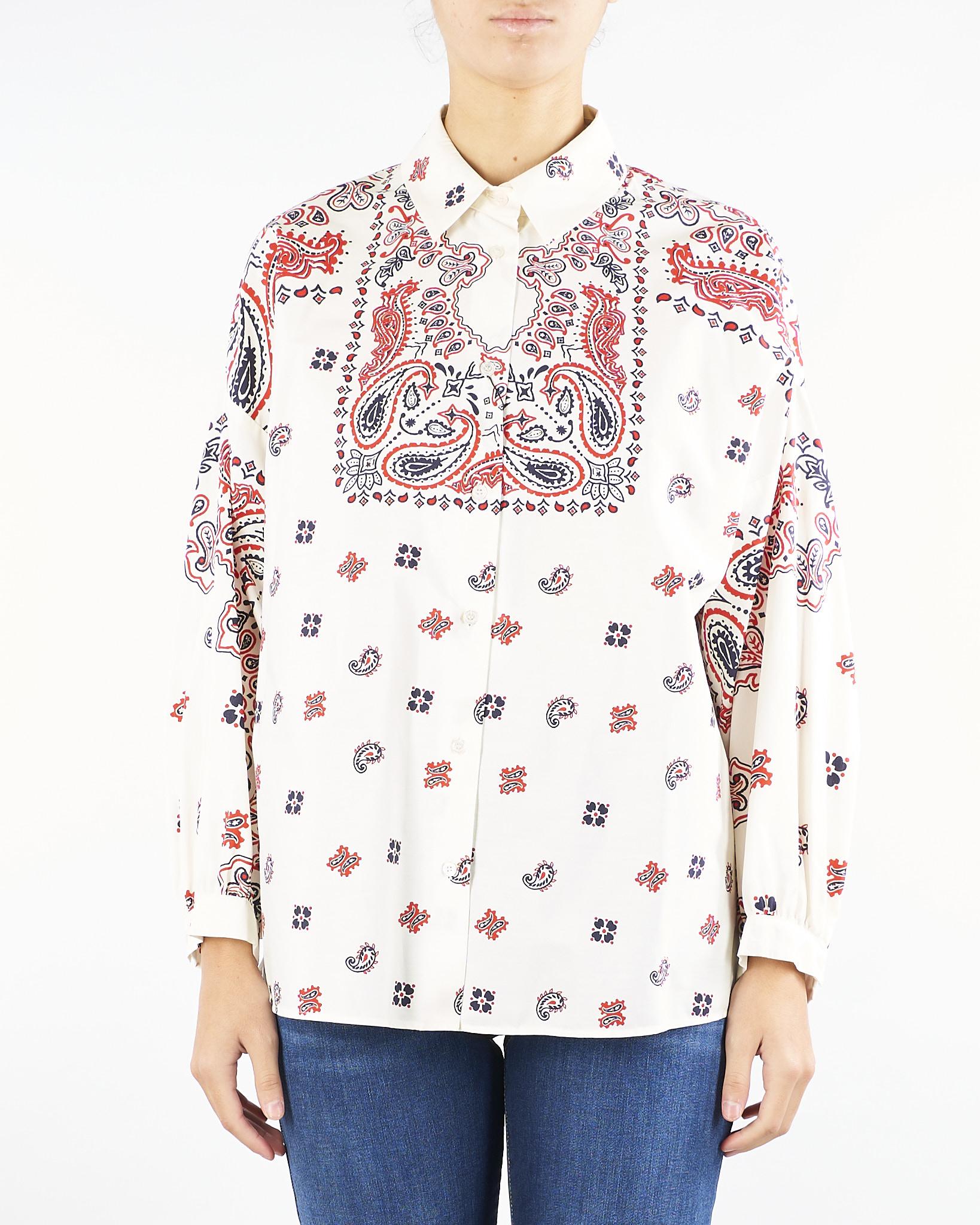 Camicia Bianco-Rosso in popeline di cotone ADDA 2 MAX MARA WEEKEND 