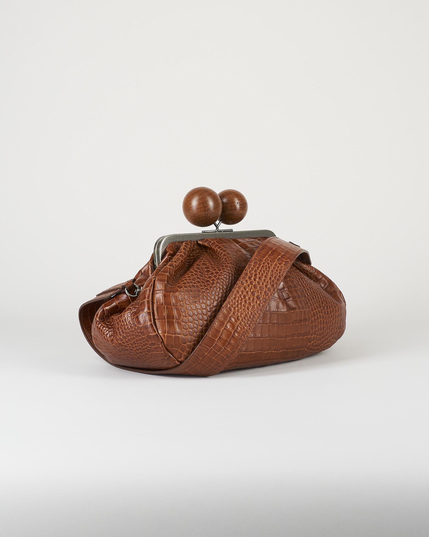 Borsa Pasticcino Bag Cuoio medium in pelle con stampa cocco WKAALISSO 1 MAX MARA WEEKEND 