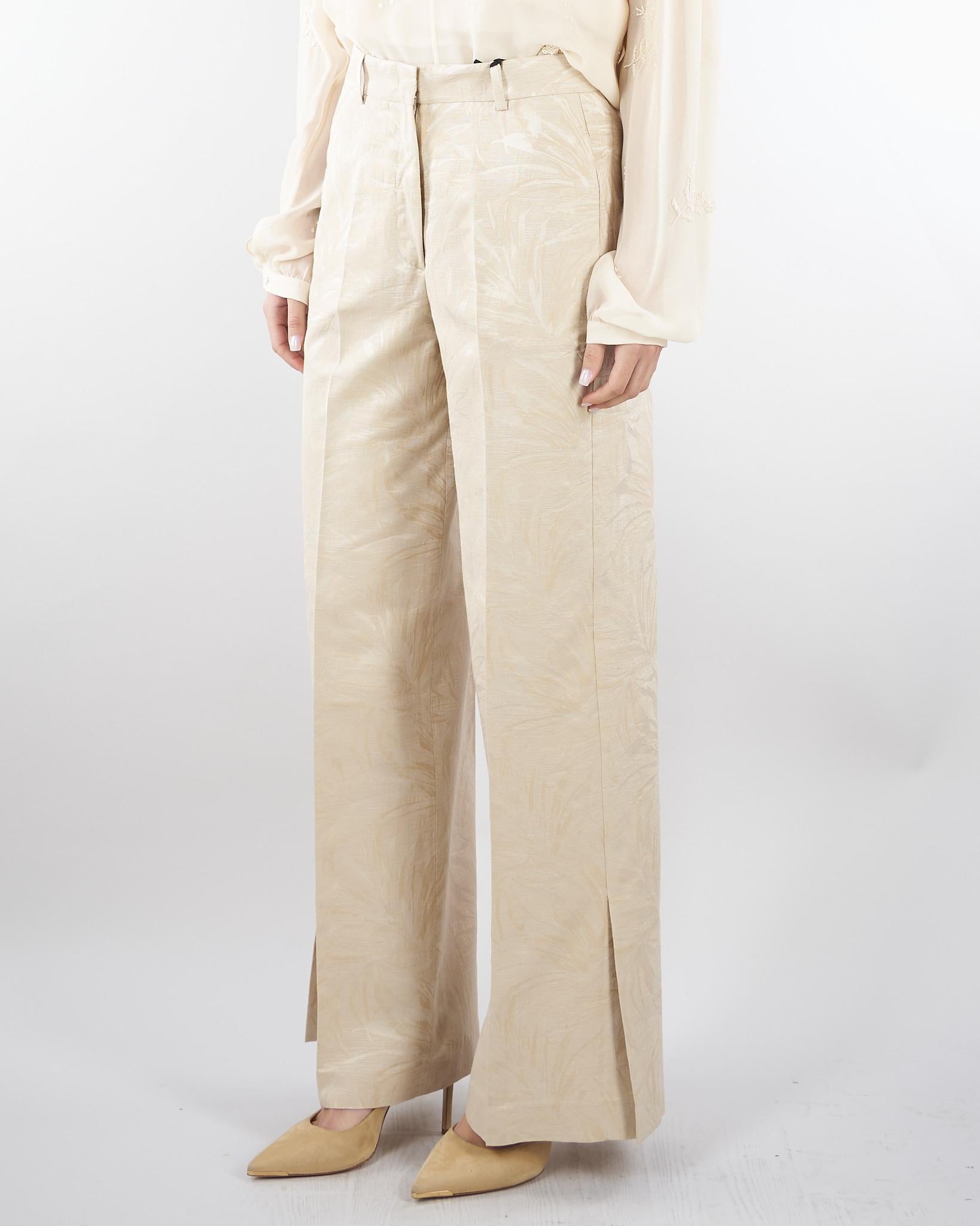 Pantalone jacquard Beige wide leg PT140870220710 014 SEVENTY 