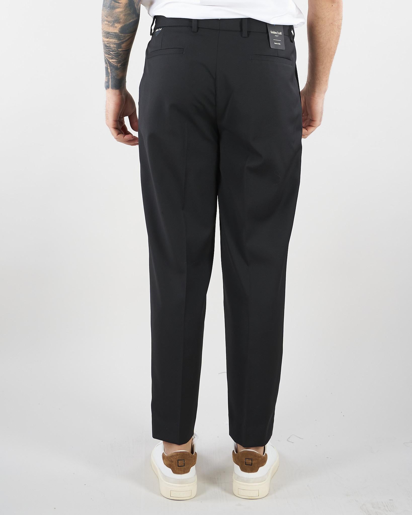 Pantalone Robin Nero in fresco lana con pences GC1PSS266900 D001 GOLDEN CRAFT 