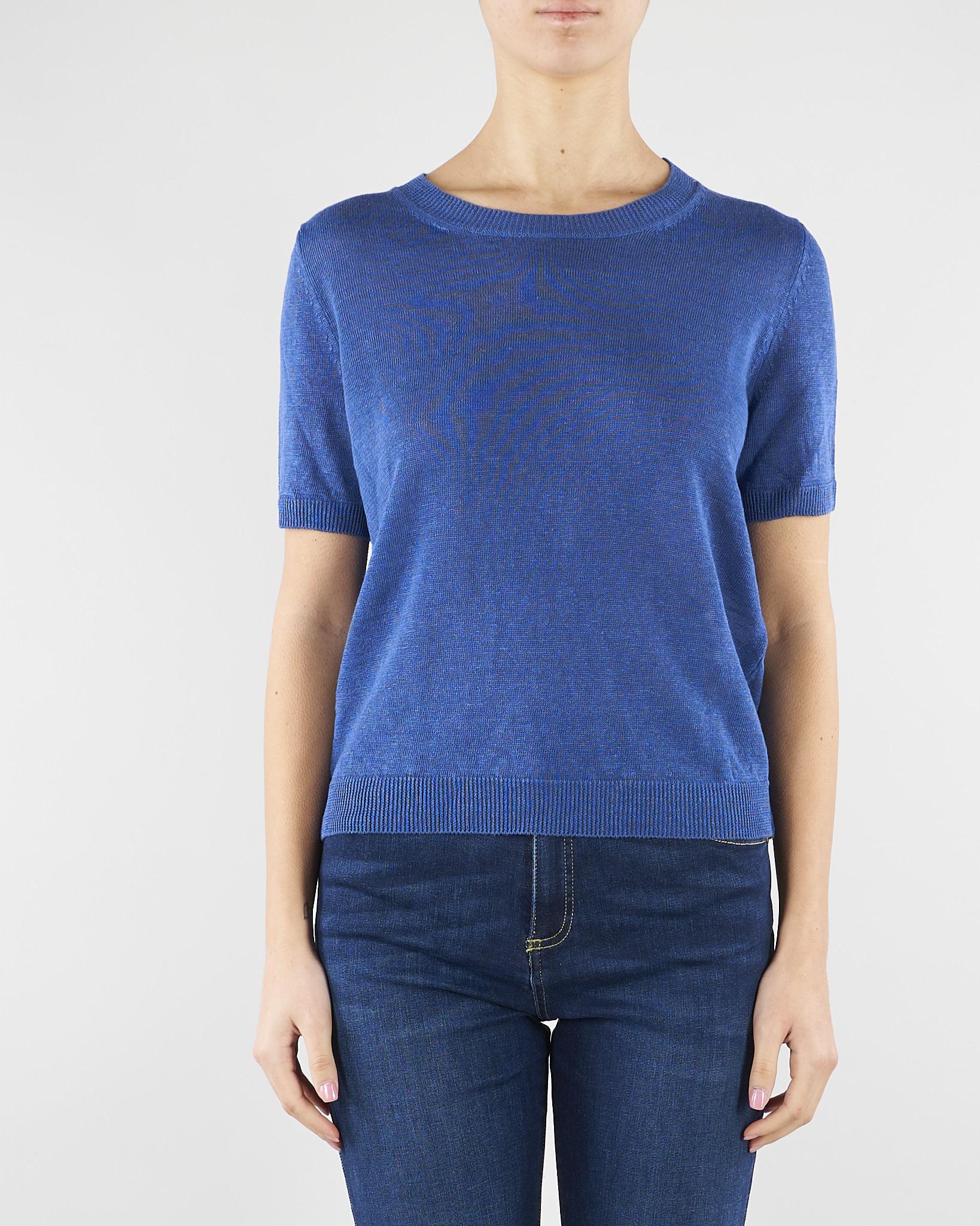 Maglia Blu basic in filato di lino WKDPANCONE 12 MAX MARA WEEKEND 