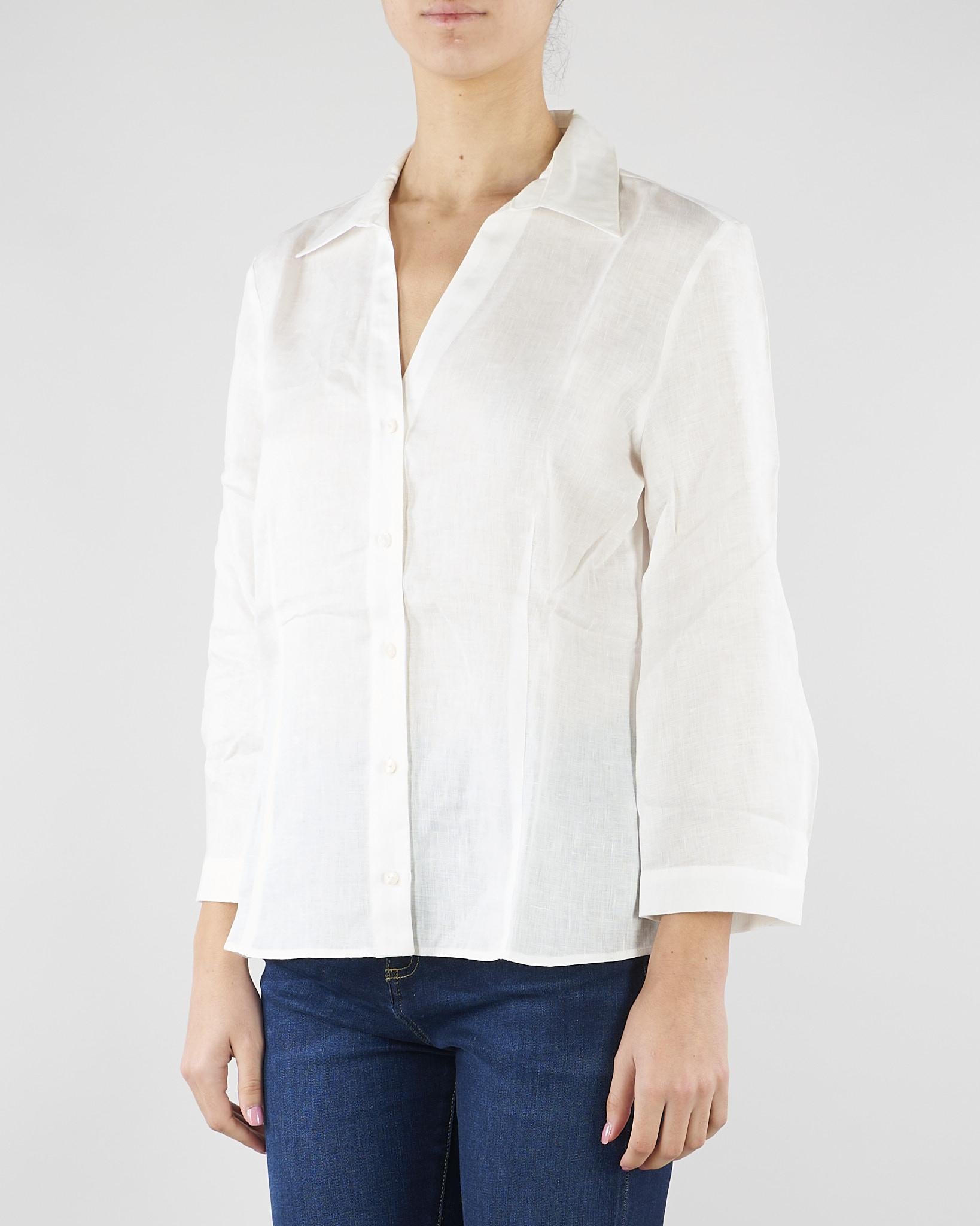 Camicia slim Bianco in puro lino PBBALCALI 1 PENNY BLACK 