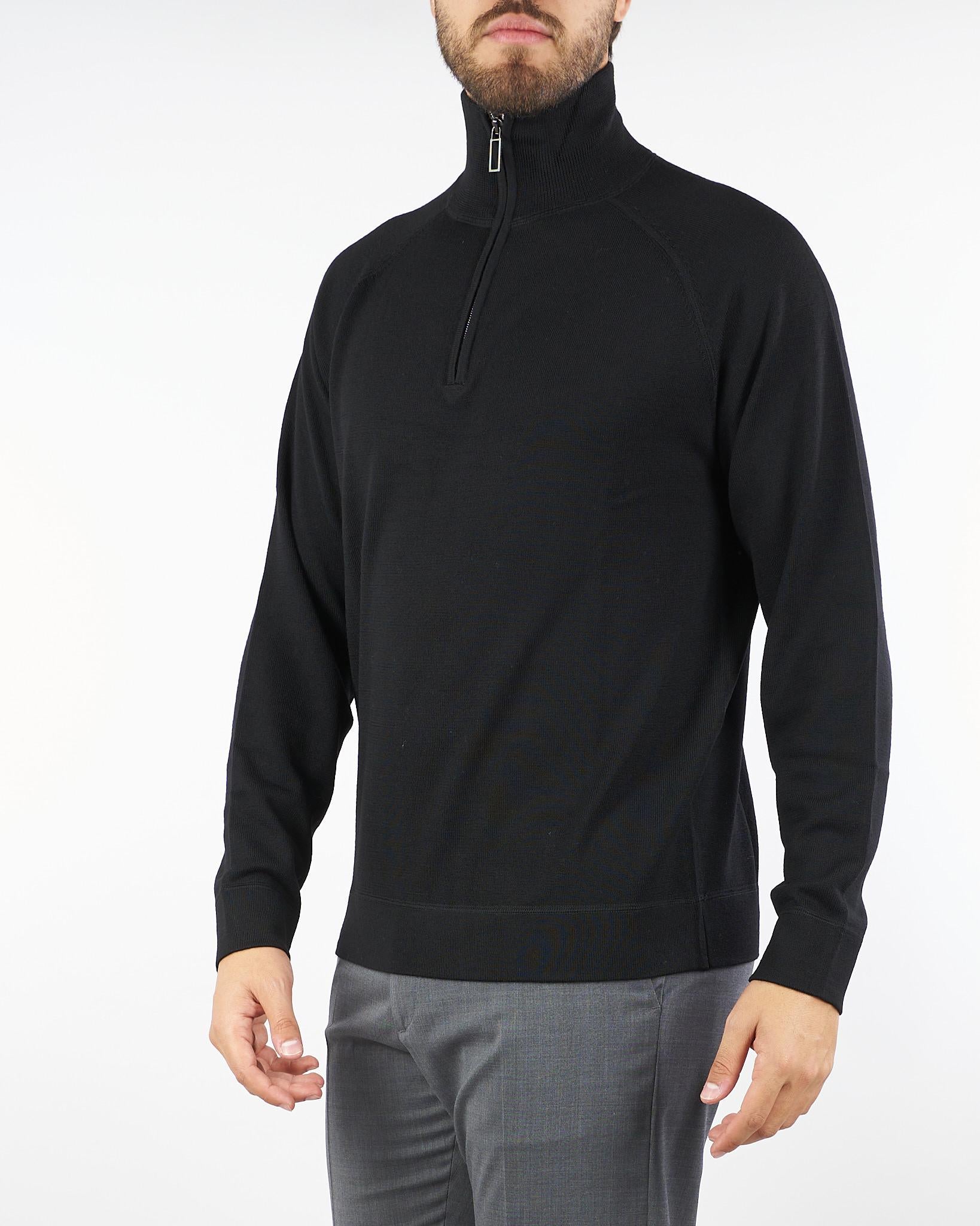 Maglia Nero Dolcevita Quarter Zip A037F001 9000 PAOLO PECORA 