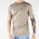 T-shirt Beige in misto lyocell e cotone con logo al fondo EM006691AF10017 U8049 EMPORIO ARMANI 