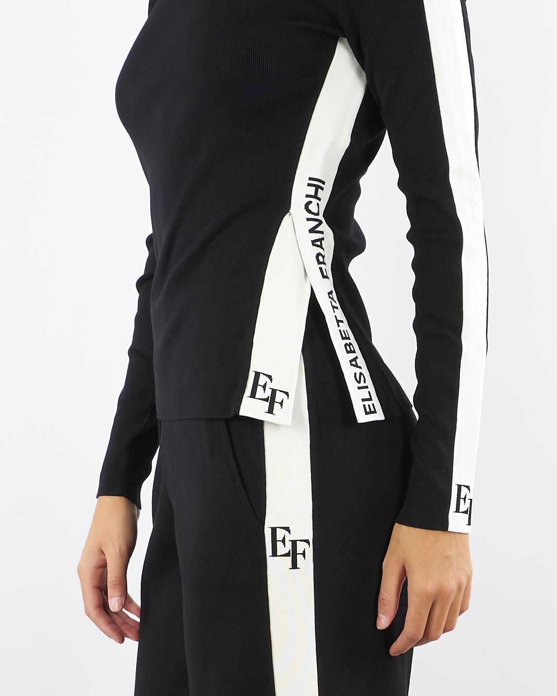Maglia Nero-Milk in viscosa con bande lucide MK03S56E2 EF3 ELISABETTA FRANCHI 