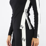 Maglia Nero-Milk in viscosa con bande lucide MK03S56E2 EF3 ELISABETTA FRANCHI 