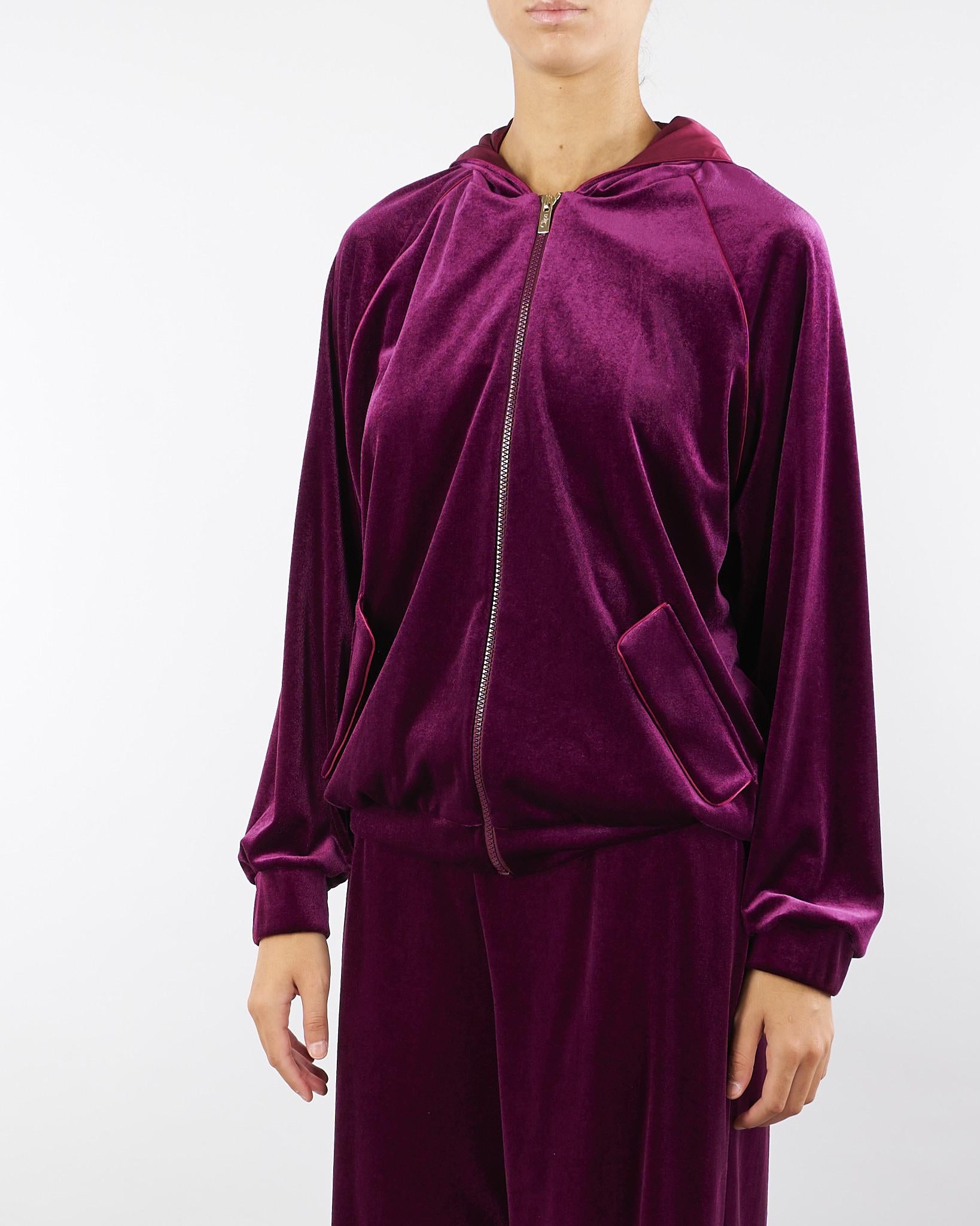 Felpa Bordeaux in velluto con cappuccio C5049679 12 CLIPS 