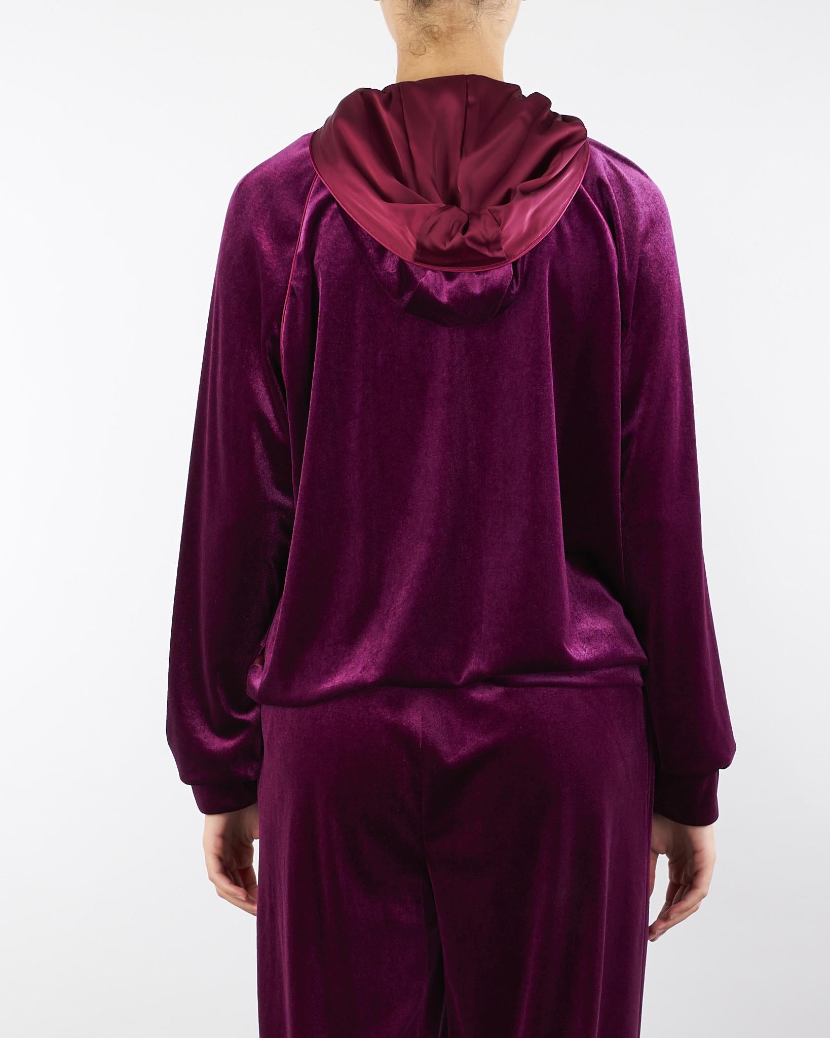 Felpa Bordeaux in velluto con cappuccio C5049679 12 CLIPS 