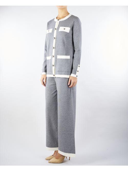 Pantalone Grigio-Bianco in maglia wide leg NS250 95 NO SECRETS 