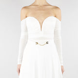 Body Avorio in jersey crêpe leggero con drappeggi BO01561E2 360 ELISABETTA FRANCHI 