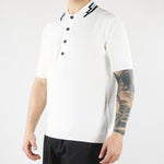 Polo Bianco in maglia di viscosa con collo jacquard LM26005 A014 LOW BRAND 