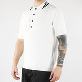 Polo Bianco in maglia di viscosa con collo jacquard LM26005 A014 LOW BRAND 