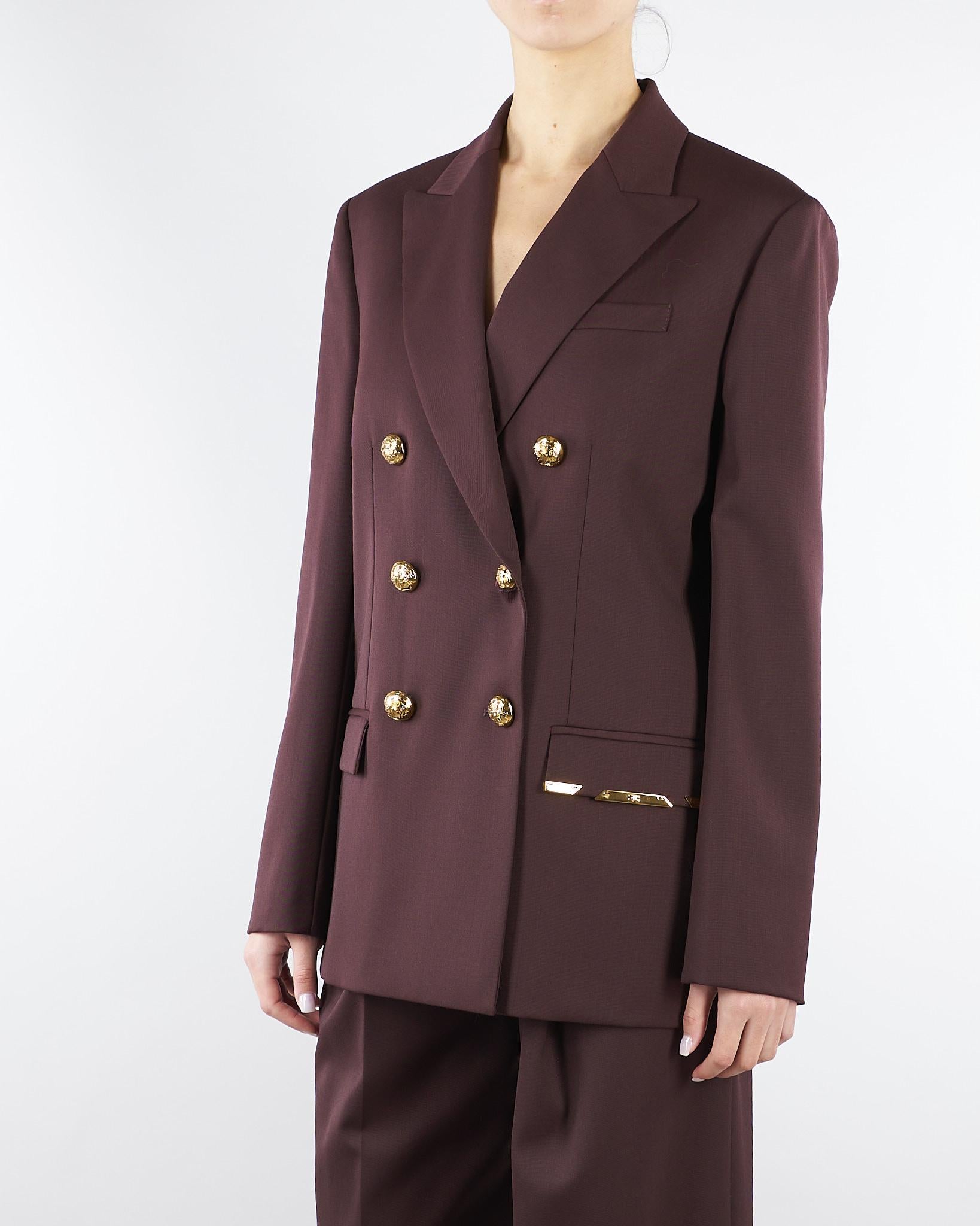 Giacca Cacao in fresco lana con placca gioiello GI22061E2 644 ELISABETTA FRANCHI 