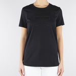 T-shirt Nero in jersey con logo ricamato MA71G61E2 110 ELISABETTA FRANCHI 