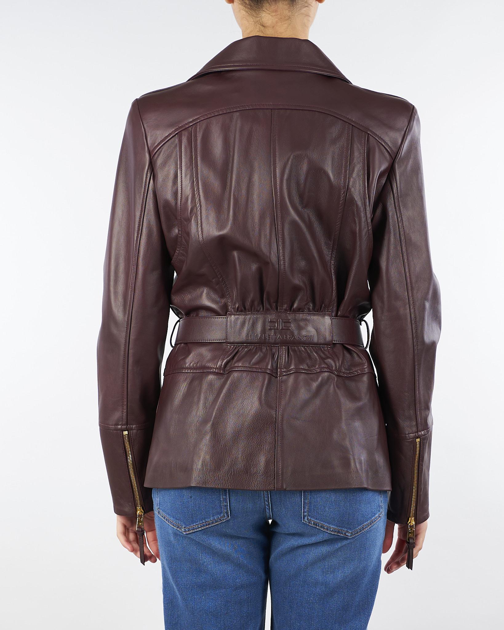 Giacca Merlot biker in pelle GD50Z56E2 EA4 ELISABETTA FRANCHI 