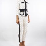 Pantaloni Milk-Nero bi-color in doppio crêpe con stampa PAS0156E2 EF1 ELISABETTA FRANCHI 