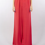 Pantalone Rosso in misto viscosa e seta con elastico in vita