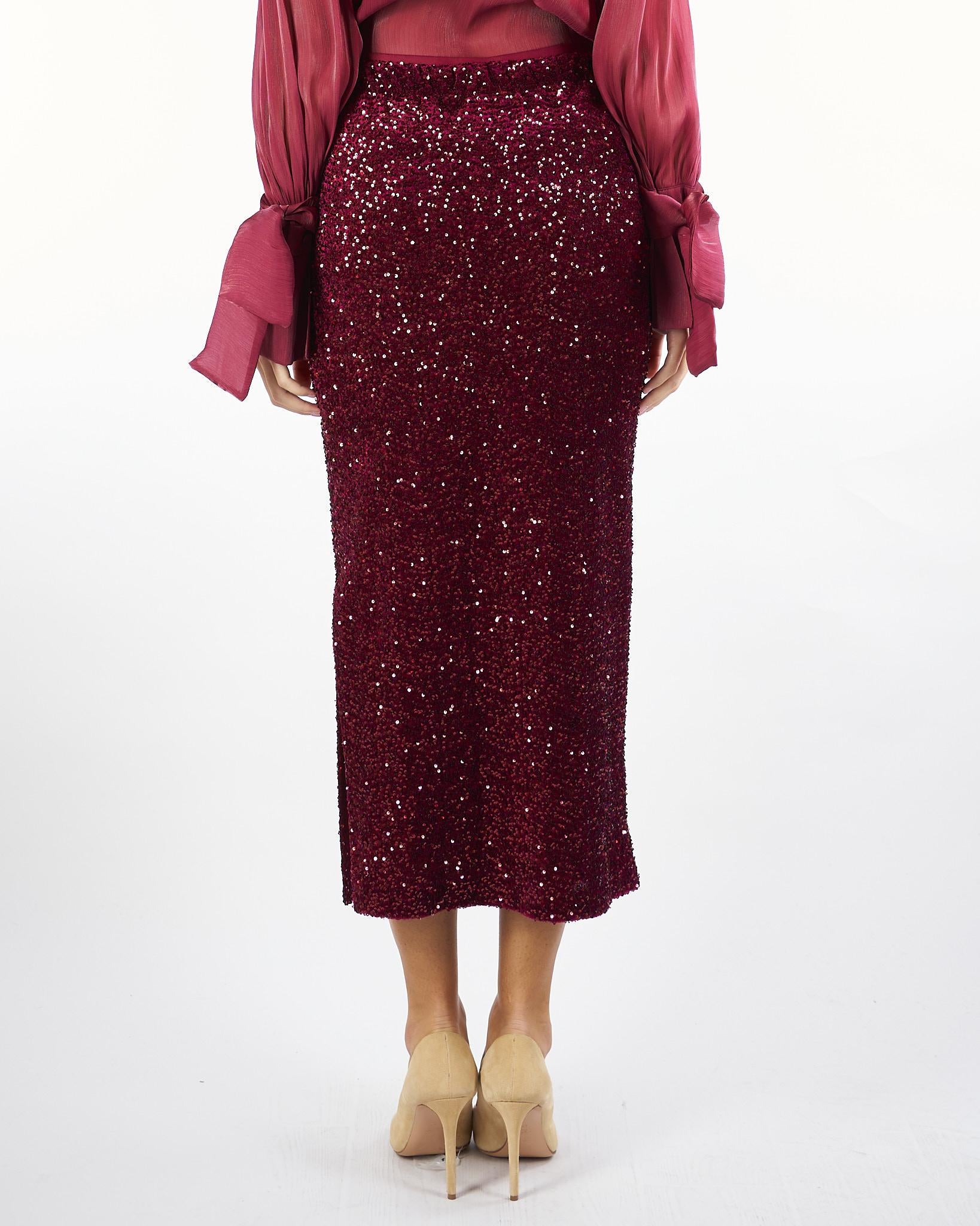 Gonna Bordeaux tubino in paillettes ACTMN1264GO3547 85 ACTUALEE 