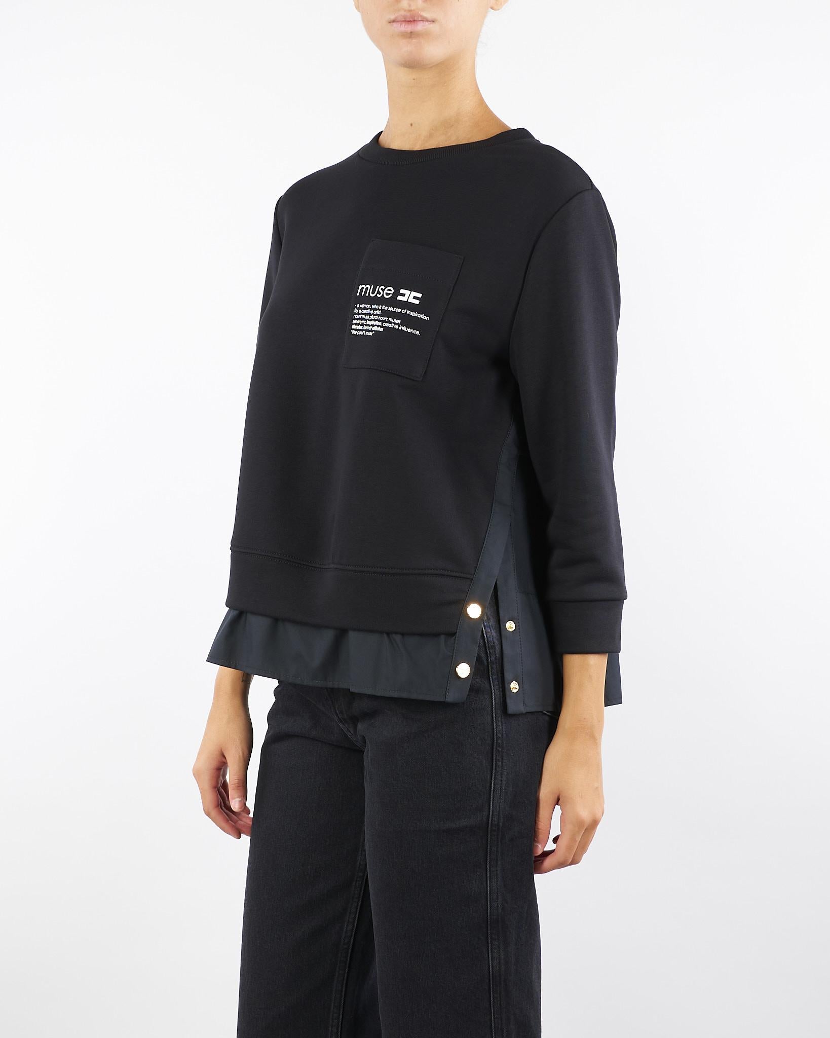 Maglia Nero in felpa con dettagli in popeline MD00656E2 110 ELISABETTA FRANCHI 