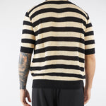 Polo in Maglia Nero-Crema a righe S6PKMAKP077 110 A PAPER KID 