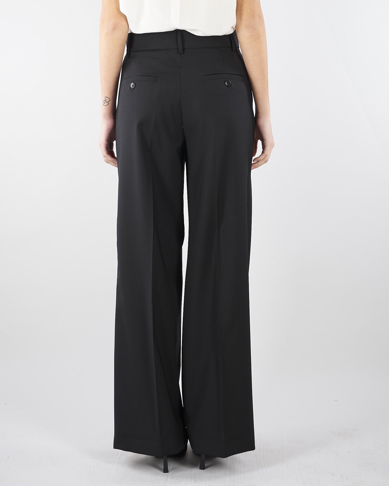 Pantalone palazzo Nero in tela di lana WKDVISIVO 2 MAX MARA WEEKEND 