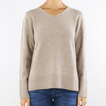 Maglia Tortora in misto lana e cashmere con strass C8185720 35 CLIPS 